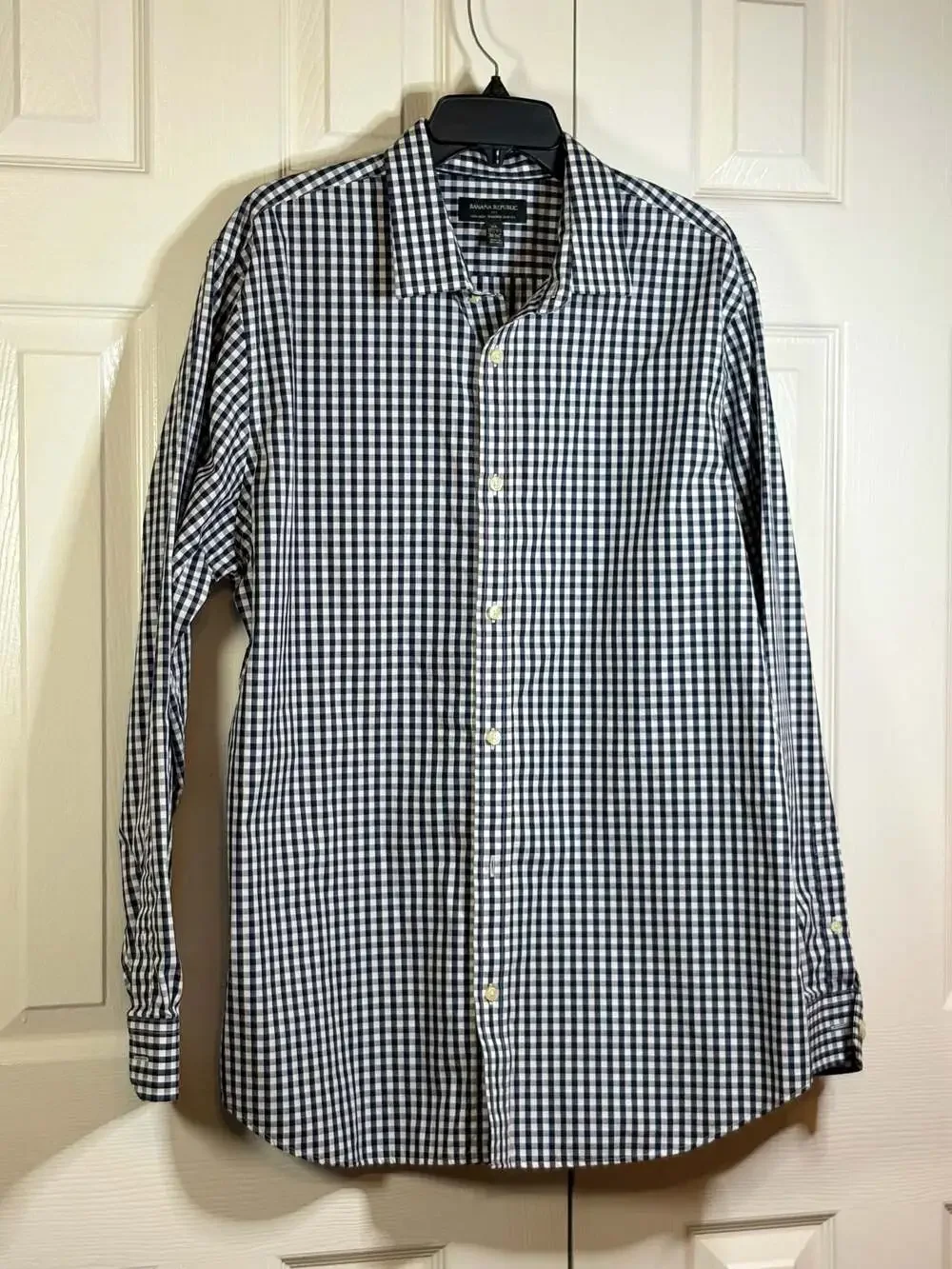 Banana Republic Non-Iron Tailored Slim Fit Gingham Dress Shirt #1324